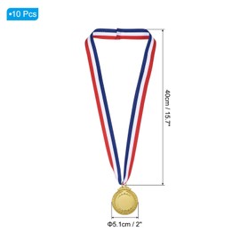 PATIKIL Blank Award Medals, 10 Pack Gold Award Medals with Neck Ribbon, Make Your Medals Kit, Winner Medals Prize for Games Competitions