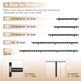 Floating Shelf Bracket Heavy Duty,Decorative Floating Shelf Hardware Hidden Black Metal Fireplace Mantel Brackets (43"X6"X1.0")