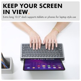 X9 Performance Teclado inalámbrico Bluetooth pequeño con soporte para teléfono (BT + 2.4 Ghz) - Listo para viajar - Teclado compacto para tableta, tel