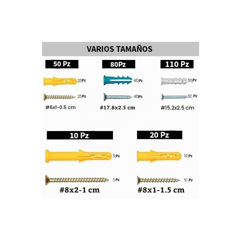 Timotech Juego de Anclajes y Tornillos para Panel de Yeso,