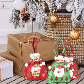 TYFYH Pack of 3 Christmas Bags Santa Bags with Drawstring, Candy Bags, Gift Bag Christmas for Christmas Party