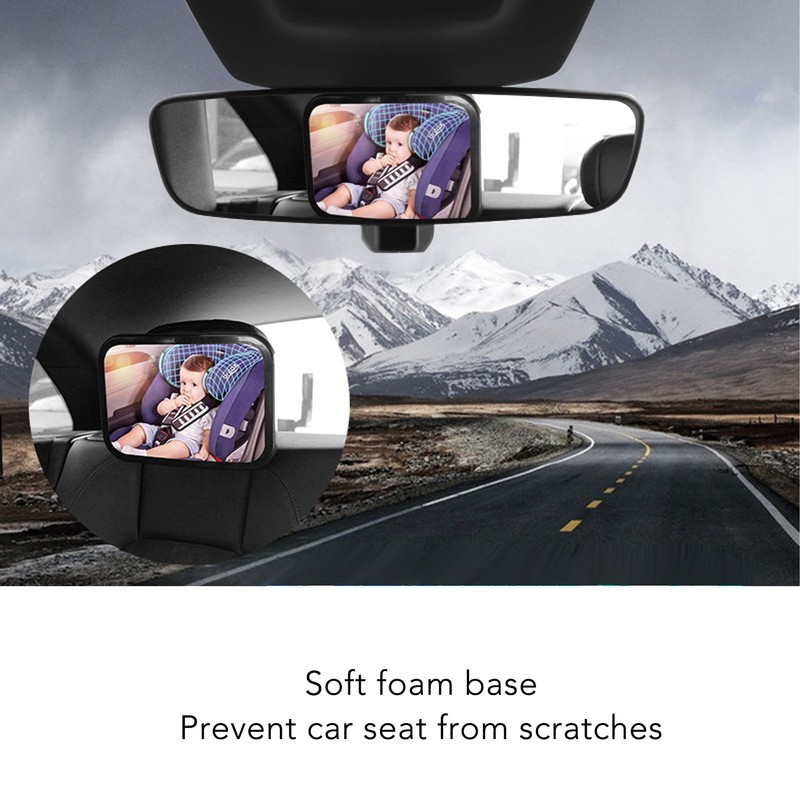 Automotive Interior Baby Mirror Free Rotation Adjust Strap Car Interior