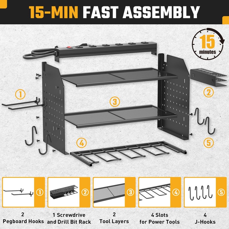 ZESEN Power Tool Organizer Wall Mount, 3 Layer Charging Station
