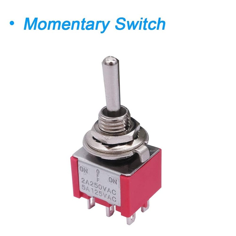 mxuteuk 6pcs Mini Miniature Momentary Toggle Switch (ON)/OFF/(ON) 6 Terminal