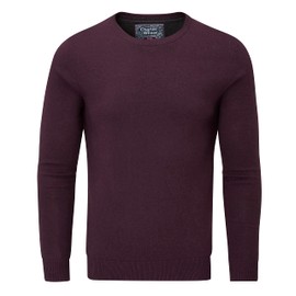 Charles Wilson Men's Fine Knit Cotton Crew Neck Jumper (XXL, Red Berry (0422))