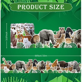 66ft Jungle Animals Bulletin Board Borders Rolled Jungle Safari Themed Decoration Zoo Animal Print Bulletin Border Trim for School Classroom Blackboard Office Chalkboard Whiteboard Wall Decor