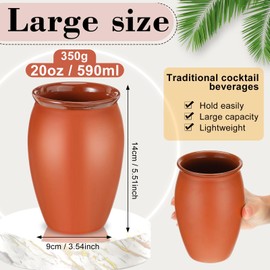 Gejoy 6 Set 20 oz Cantaritos De Barro Mexicanos Cantaritos Shooters Pottery Taco Tuesday Mexican Clay Cup Fiesta De Barro Mexicanos Cocktail Cups Cocktail Glasses for Tequila Margaritas Mojitos