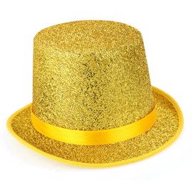 MESU Kids Top Hat Child Dress Up Hats Shiny Tuxedo Hat Gold
