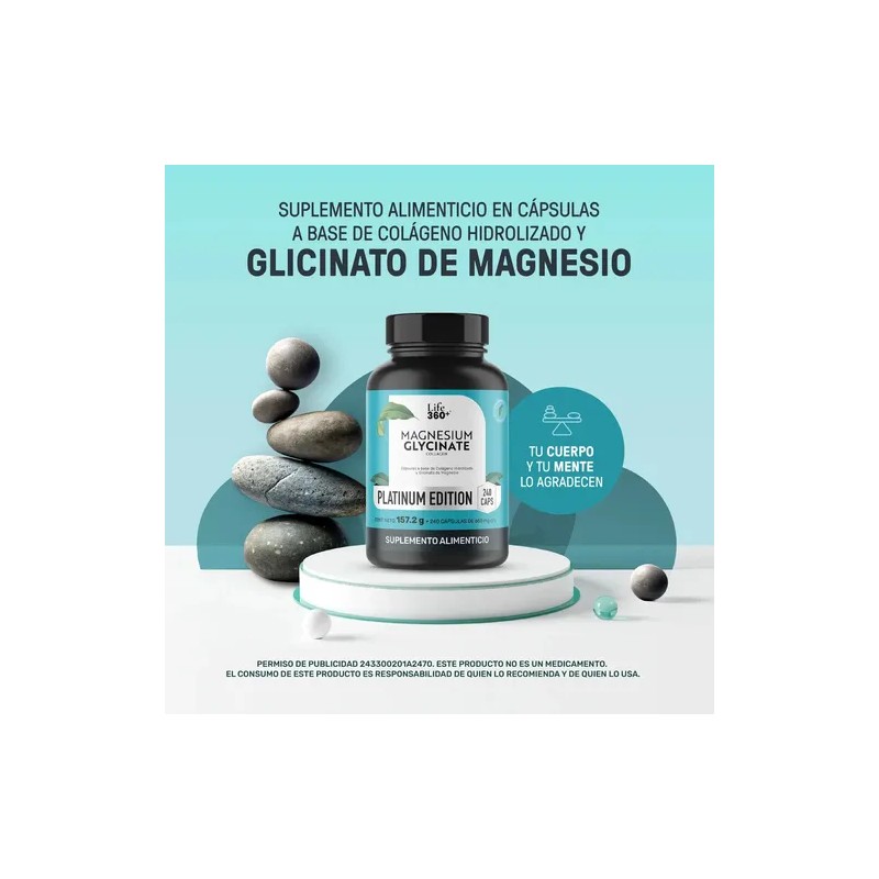 Glicinato de Magnesio 2620 Mg Por Porción 240 Cápsulas Suplemento