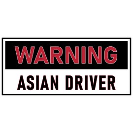 Warning Asian Driver Bumper Sticker Large 4x9 Made in USA Funny Car Sticker