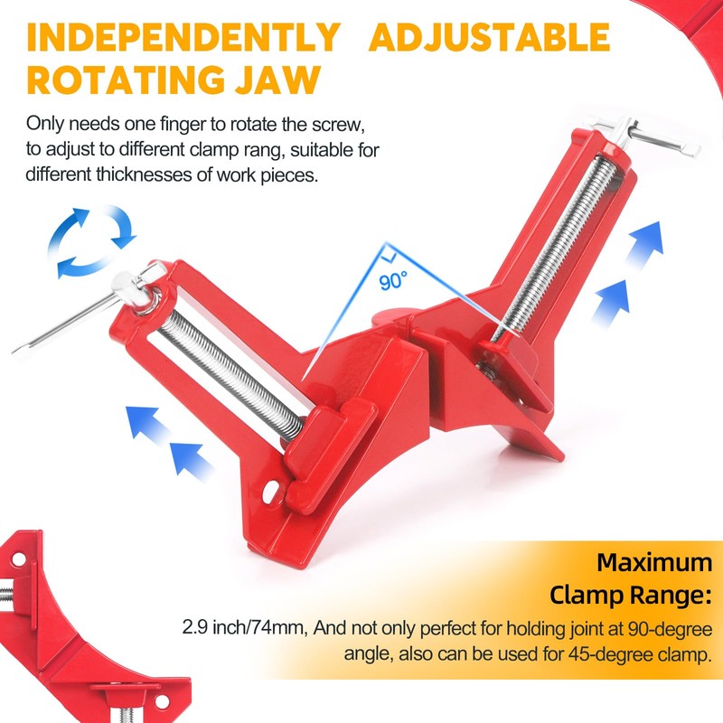 Swpeet 4Pcs 3" Aluminum Alloy Red 90 Degree Right Angle