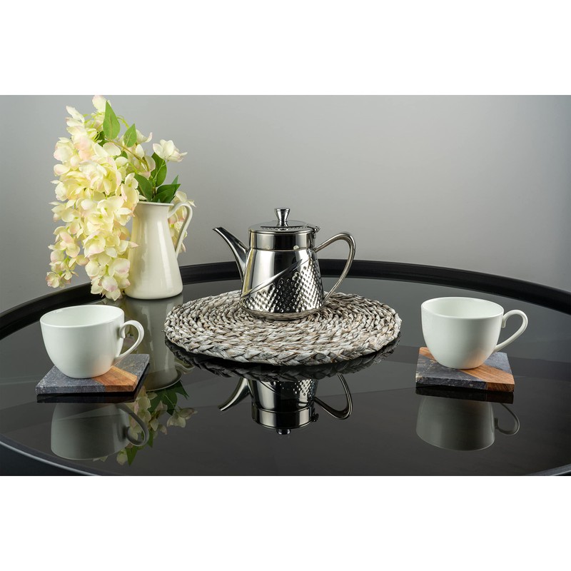 Cafe Olé AHT-048 Tea Pot, Stainless Steel, Silver