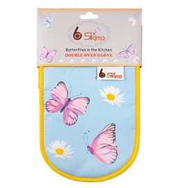 Double Oven Gloves UK Mitts Heat Resistant Mitten Heavy Duty Kitchen Pot Holders Oven Gloves Butterfly Daisy Novelty-oven gloves heat resistant oven mitts funny-BF|oven mitt