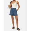 PLNOTME Womens Casual High Waisted Denim Shorts Wide Leg Summer