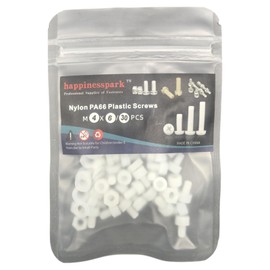 Nylon PA66 Plastic White Color Metric Knurled Hex Socket Head Cap Screws with Nuts and Washers M4X6/30sets