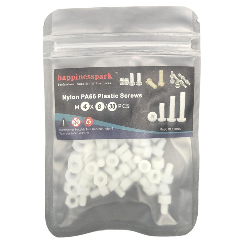 Nylon PA66 Plastic White Color Metric Knurled Hex Socket Head