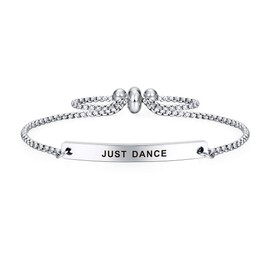Dainty Cuff Bracelet - Just Dance - Meaningful Engraved Adjustable Bangle Bracelet - Encouragement Gift for Her