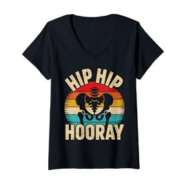 Womens Funny Hip Hip Hooray Design for Hip Replacement Recovery V-Neck T-Shirt