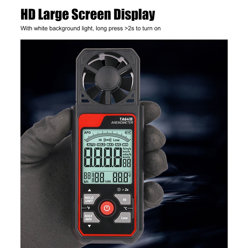8 Blades Digital Anemometer High Accuracy Handheld Wind Speed Meter