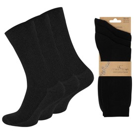 Wonky Line 100% Cotton Socks, Natural Pure Cotton Socks for men and women, 3 pairs pack, soft top, seamless toe, hypoallergenic, undyed (as8, alpha, s, regular, regular, Black)