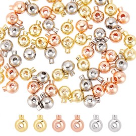 arricraft 60 Pcs Brass Crimp Beads, 3 Colors Loose Rondelle Spacer Beads Metal Irregular Shape Crimp Charms Accessories for Bracelet Necklace Jewelry Making Silver & Golden