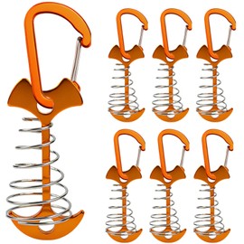 fogman Wood Deck Pegs, Deck Pegs, Anchor Pegs, Tent Anchors, Carabiners, Set of 6 (Gold)