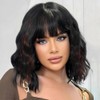 Ucubb Short Curly Wigs with Bangs for Women 14 Inches