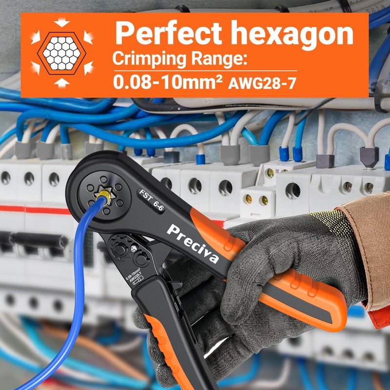 Preciva Crimping Pliers 0.08-10 mm², 1250 Single and Double Wire