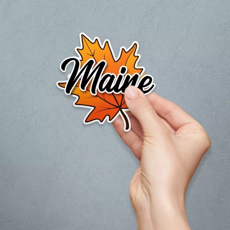RetroPlanet Maine Autumn Leaf Die Cut Vinyl Sticker