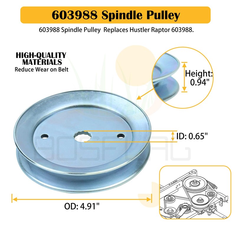 3 Pack 604214 Spindle for Hustler Raptor 52 Inch Deck