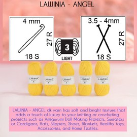 LAWINIA - Angel Premium Ultra Soft Double Knitting Wool 100g Balls x 5-280m 100% Acrylic Oeko-TEX Certified, Hypoallergenic & Vegan, Acrylic DK Wool for Knitting and Crochet Yarn Dk Knitting Yarn