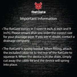 RatGate: 4" (110mm) stainless steel rat flap/barrier/blocker for clay, plastic and cast iron drainage pipes! Keep rats out of your property!