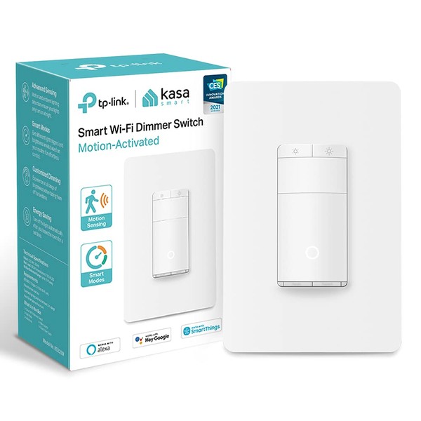 TP-Link - Kasa Wi-Fi Smart Dimmer Light Switch, Plus Motion and Ambient Light Sensor - White