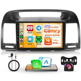 Rimoody 4G+64G Android Car Stereo for Toyota Camry 2000 2001 2002 2003 2004 2005 2006 with Wireless Carplay Android Auto, 9'' Touch Screen Car Radio GPS Bluetooth 5G-WiFi FM/RDS 32EQ Backup Camera SWC
