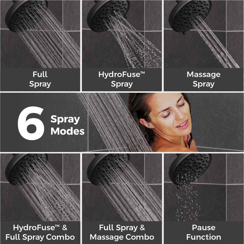 Pfister HydroFuse Shower Head, Shower Arm Not Included, 6-Function, 1.75