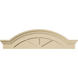 46"W x 12-1/2"H x 3"P Segment Arch W/Flankers 3 Spoke Signature Urethane Pediment, Primed Tan