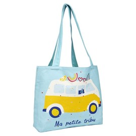Draeger Paris – Tote Bag "Ma petite tribu" (auf Französisch) – leicht, robust und ultraweich – geräumige Innenseite – Tote Bag aus 100 % Baumwolle - Einkaufstasche wiederverwendbar