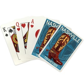 Nashville, Tennessee, Letterpress Boot (52 Playing Cards, Poker Size Card Deck with Jokers)