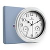 Lafocuse White Outdoor Wall Clocks Waterproof for Patio with Thermometer,