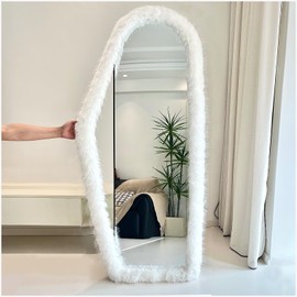Fluffy Mirror Frame Cover for Arched & Full-Length Mirrors (59"x16") – Stretchy, Non-Slip Fit, 6 Neutral Colors – Soft & Durable Décor (Mirror Not Included)
