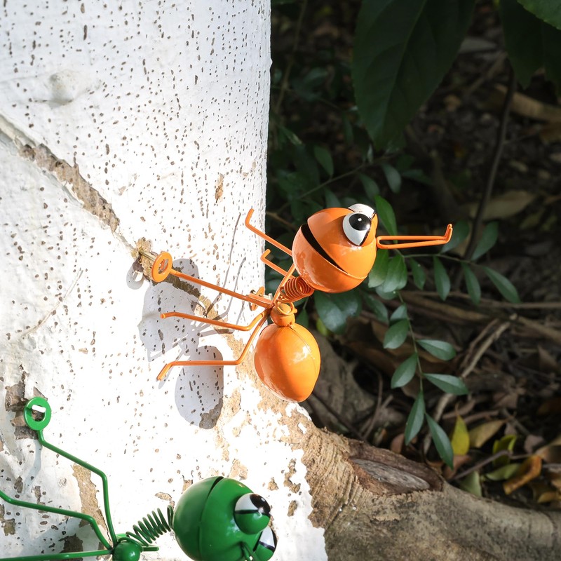 Metal Ants Set of 4 Garden Decor Outdoor Statues Wall