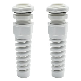 ZUDKSUY 2 Pcs NPT 3/4" Cable Glands Nylon Connectors Joints with Gaskets, Waterproof IP68 Cable Gland Spiral, Grey Locknut Flex Spiral Strain Relief for 13-18 mm Wire Thread