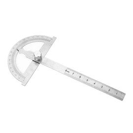 Regla del transportador, transportador de acero inoxidable de 0-180 grados Goniómetro Medidor de ángulo Indicador Regla de 15 cm Buscador de ángulos (80 * 120mm)