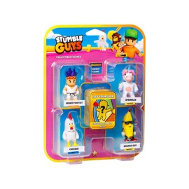 Stumble Guys Collectible Figures 5-Pack - Sensei Firefist, Sprinkles, Chicken, Banana Guy & 1 Rare Hidden Character