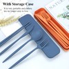DISSKNIC Reusable Travel Utensils with Case, 4 Sets Wheat Straw