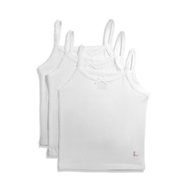 Feathers Girls Solid White Tagless Cami Super Soft Undershirts (3/Pack) 6 yrs, White