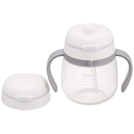 Combi Rakumug, Straw & Cup, First Set, Border, White, 2-Piece Assortment