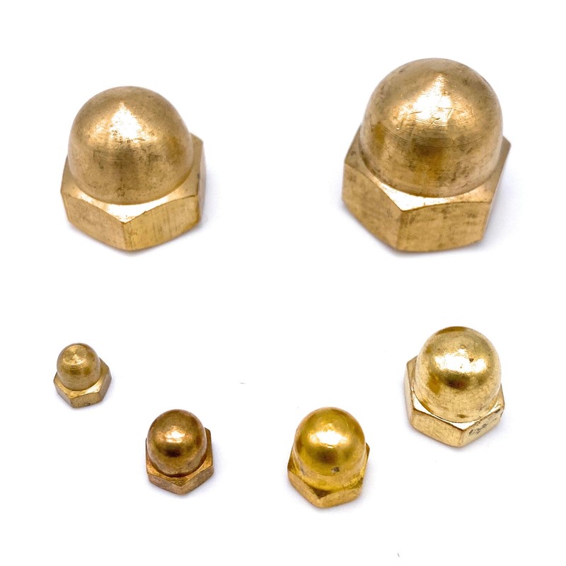 Pack of 5 Hexagonal Cap Nuts Brass M8 DIN 1587