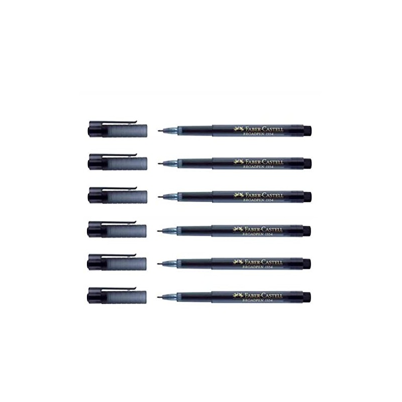 Faber-Castell Pen Broadpen 1554Fineliner Pens Pack of 6, Black