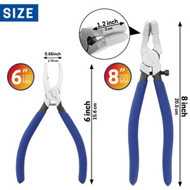 WISEPRO 2 Pcs Glass Running Pliers and Breaker Grozer Pliers Set, Glass Pliers with Rubber Tips Glass Cutting Tool Kit for Stained Glass Cutting Mosaics Breaking, Running&Grozer